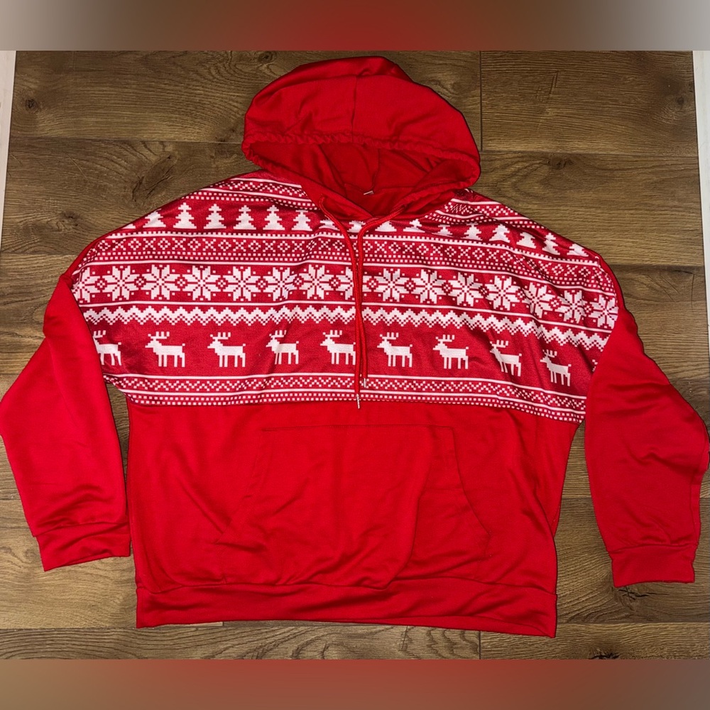 Woman’s Christmas Reindeer Longsleeve Lightweight Hoodie